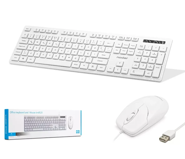 NODAR KM-8520 Klavye ve Mouse Seti - Beyaz ürün görseli 1