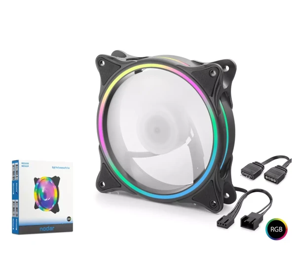 NODAR ND-2658 Kasa Fanı ARGB 12 cm - Siyah ürün görseli 1