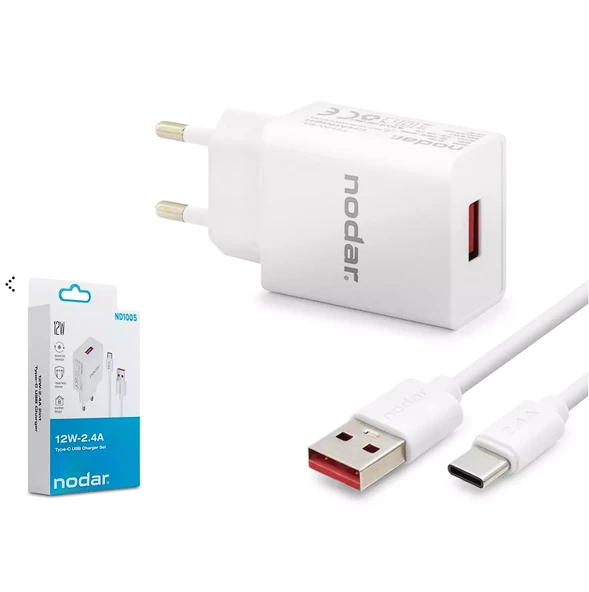 Nodar Nd-1005 Usb To Type-C Şarj Seti 2.4A 12W Beyaz (AVD-359) ürün görseli 1