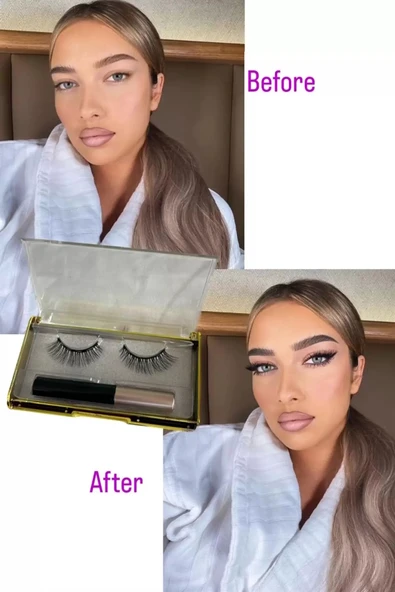 Caş Dekorasyon Manyetik Eyeliner'lı Mıknatıslı Doğal Ipek Takma Kirpik #001 Yoğun ürün görseli 1