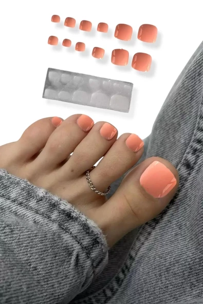 Caş Dekorasyon 12'li Pembe Renk Ayak Takma Tırnak Set ürün görseli 1