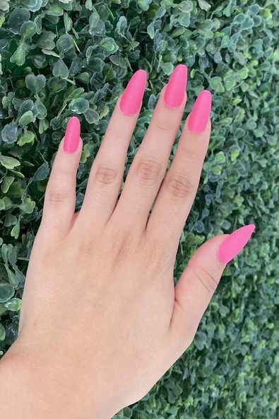 Caş Dekorasyon Pembe Renk 12'li Takma Tırnak (Yapıştırıcılı) ürün görseli 1