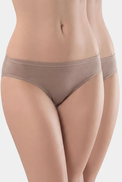 Türen Kadın Likralı 2'li Pamuklu Bikini Külot 230/Vizon ürün görseli 1