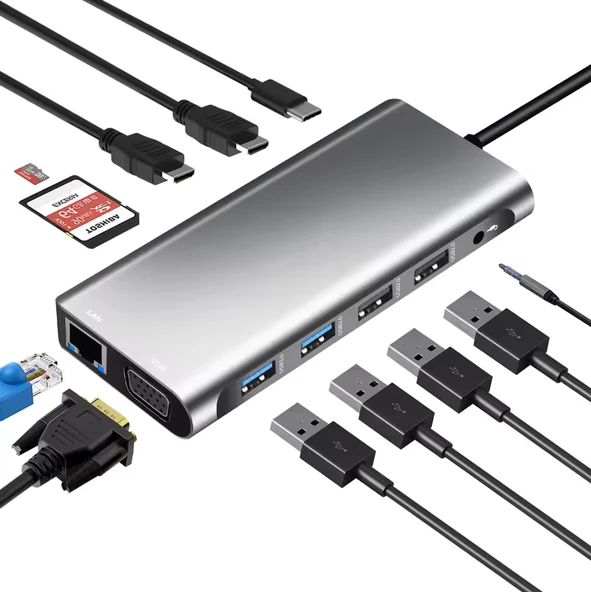 ZR610 Type-C 12 İn 1 Çift Hdmı - Resim 2