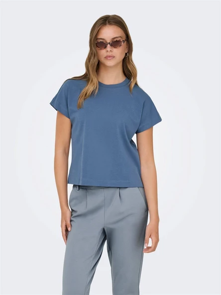 Only   ONLERICA S/S TOP JRS NOOS Kadın Mavi T-Shirt - 15308926 ürün görseli 1