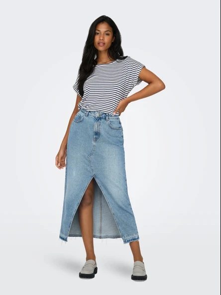 Only   ONLMOSTER STRIPE S/S O-NECK TOP JRS NOOS Kadın Beyaz Bluz - 15206243 ürün görseli 1