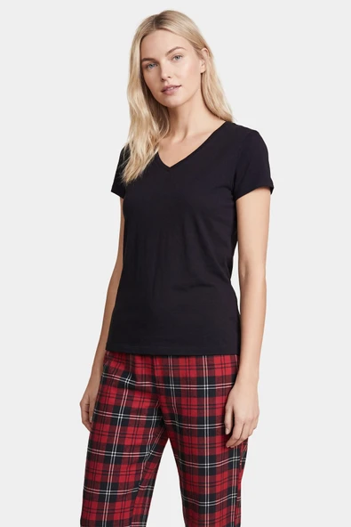 Türen Kadın Ekoseli Pijama Takımı T3618/Kırmızı ürün görseli 1