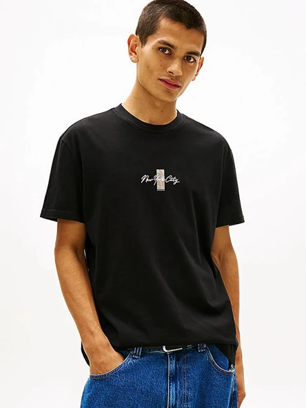 TJM REG SIGN BLOCK SS TEE EXT Erkek Siyah T-Shirt - DM0DM22532 ürün görseli 1