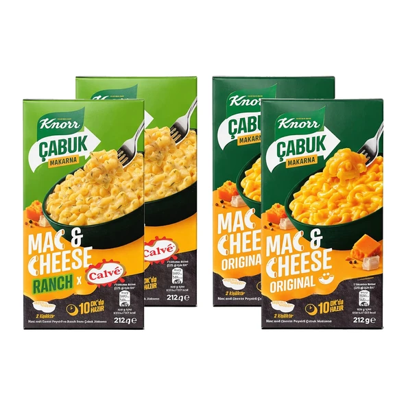 Knorr Mac&Cheese Çabuk Makarna 212 gr Original ve Ranch 4 lü Set ürün görseli 1