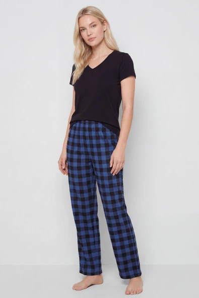 Türen Kadın Ekoseli Pijama Takımı T3618/Mavi ürün görseli 1