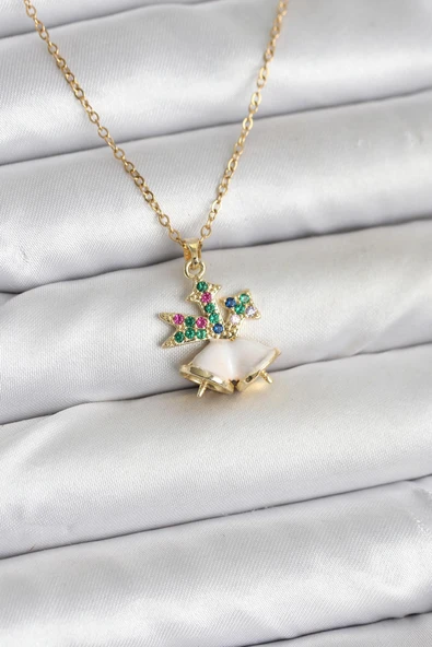 316L Çelik Zincir Gold Renk Chirtsmas Bell Model Yılbaşı Temalı Kadın Kolye - TJ-BKO10706 ürün görseli 1