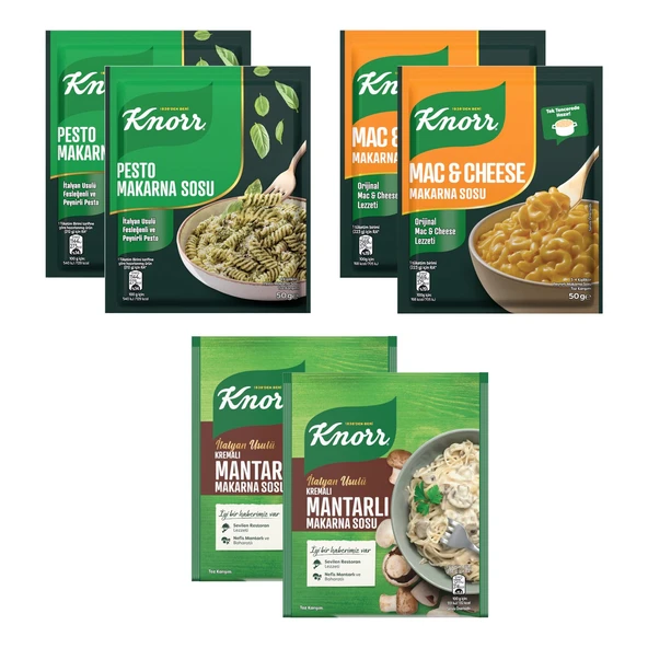 Knorr Makarna Sosu 3 Çeşit 6 lı Karma Paket ürün görseli 1