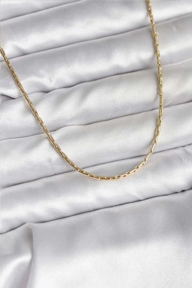 14K Gold Renk Kaplama İnce Zincir Model CM Kadın Kolye - TJ-BKO10741 ürün görseli 1