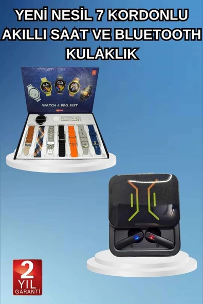2025 Model Kablosuz Kulaklık ve Yeni Nesil Akıllı Saat Metal Kayış Plastik Kayış ürün görseli 1
