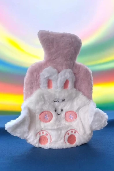 Caş Dekorasyon Pembe Renk Tavşan Figürlü Peluş Su Torbası ürün görseli 1