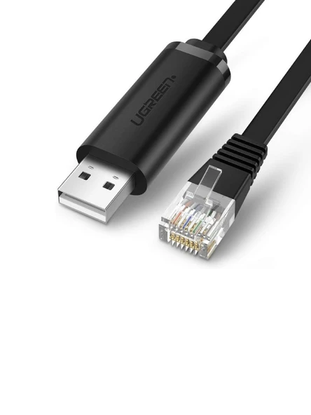 UGREEN 60813 CM204 USB-A to RJ45 Dönüştürücü Stabil Bağlantı Flat Kablo Siyah 3metre ürün görseli 1