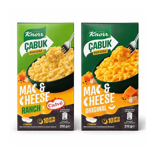 Knorr Mac&Cheese Çabuk Makarna 212 gr Original ve Ranch 2 li Set ürün görseli 1