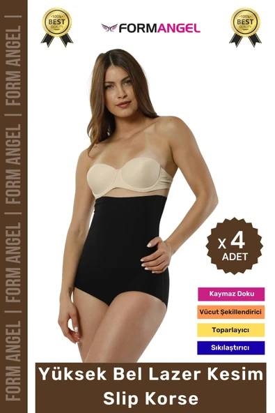 #Korse 2 Beden İncelten Lazer Kesim İz Göstermeyen Kaymaz Toparlayıcı Yüksek Bel Slip Korse - 4 Adet ürün görseli 1