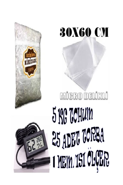 Istiridye Mantarı Başlangıç Seti ( 5 Kg Tohum +25 Adet Torba+ekim Kılavuzu+ Nem Isı Ölçer Aleti) ürün görseli 1