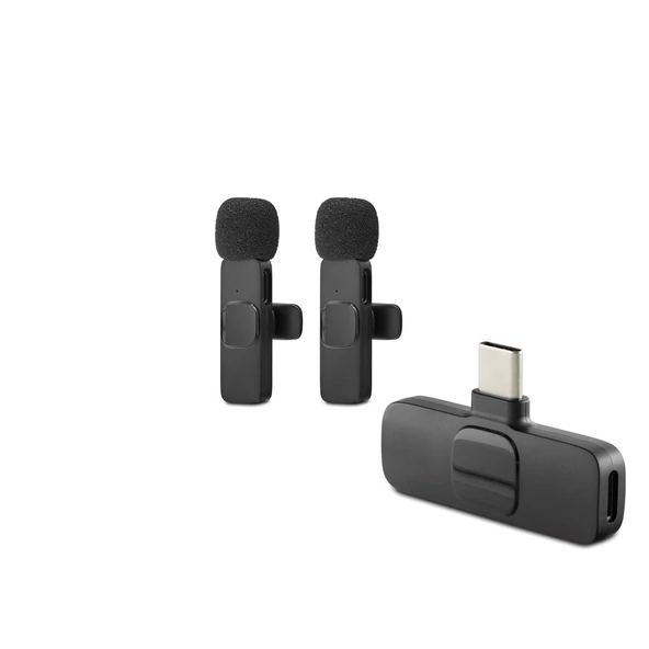Kablosuz Çift Mikrofon Type-C Siyah HDX2788 ürün görseli 1