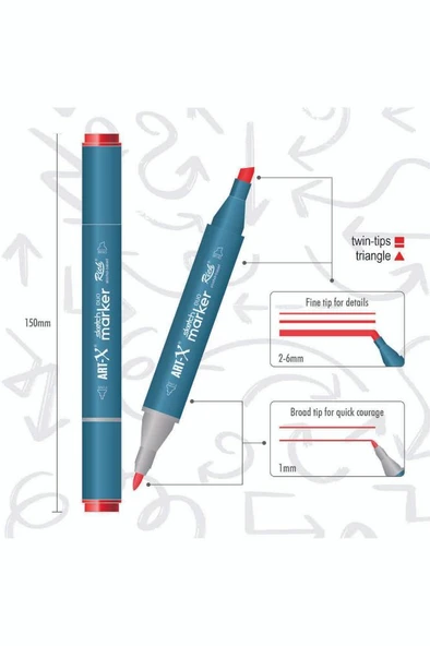 Art-X Sketch Marker Çift Taraflı 108 Renk - Resim 4