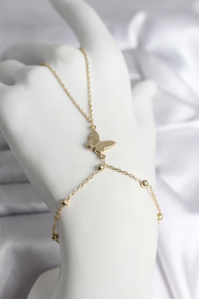 316L Çelik Gold Renk Kelebek Model Kadın Şahmeran - TJ-SN732 ürün görseli 1