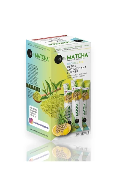 BİLGE İLAÇ MATCHA PREMİUM JAPANESE MATCHA & BROMELAİN LİMON AROMALI DETOX BURNER FORM ÇAYI 1 KUTU ürün görseli 1