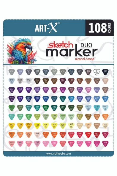 Art-X Sketch Marker Çift Taraflı 108 Renk - Resim 3