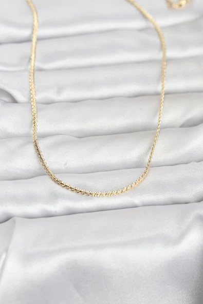 CM 14K Gold Renk Yassı Zincir Model 60 cm Kadın Kolye - TJ-BKO10965 ürün görseli 1