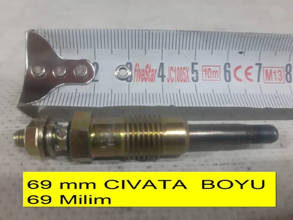TURBOSUZ 1900cc Dizel Motor KIZDIRMA BUJISI -boyu 69mm-cıvata çapı 12mm-Kaliteli Renault Mais  8200090817-0100226163-0250201039 ürün görseli 1