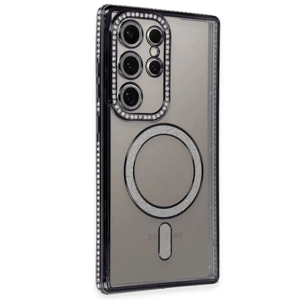 Galaxy S24 Kılıf Joke Simli Magneticsafe Kılıf - Siyah ürün görseli 1