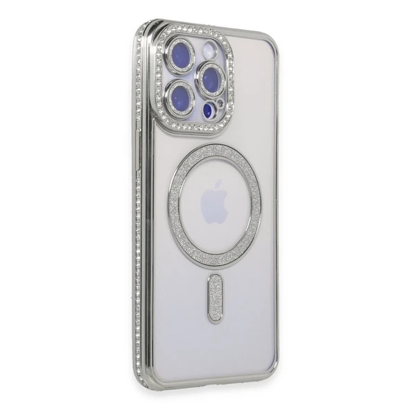 İphone 14 Kılıf Joke Simli Magneticsafe Kılıf - Gümüş ürün görseli 1