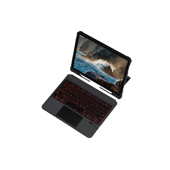 T5209D İpad 12.9 (2021) Kılıf İnter Ledli Klavyeli Tablet Kılıfı - Siyah ürün görseli 1