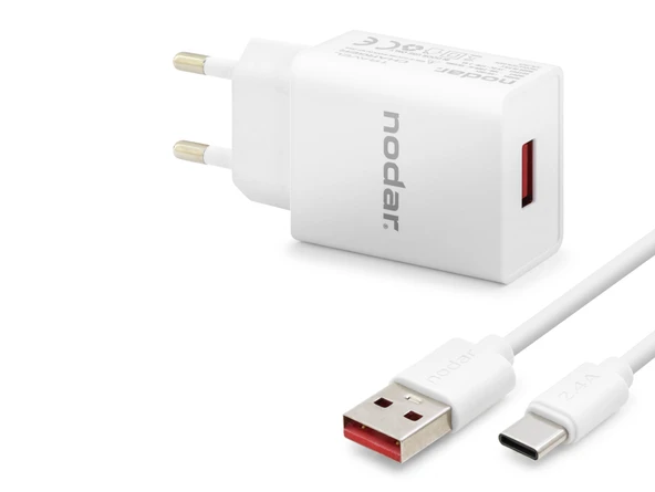 Type-C Hızlı Şarj Seti 12W 2.4A Usb Adaptörlü - Beyaz ND1005 ürün görseli 1