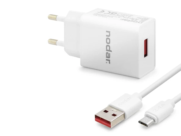 Micro Usb Hızlı Şarj Seti 12W 2.4A Usb Adaptörlü - Beyaz ND1004 ürün görseli 1