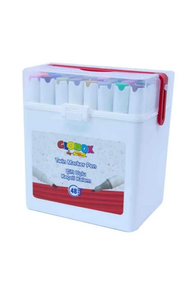 Globox Twin Marker Set Çift Uçlu Keçeli Kalem 48 Renk Plastik Çantalı ürün görseli 1