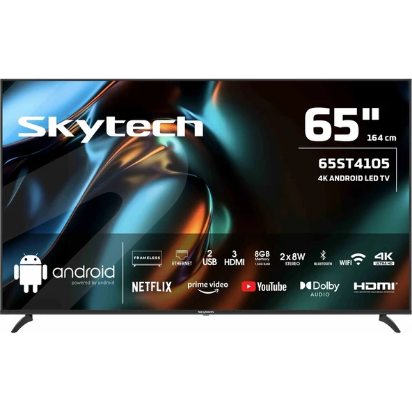Skytech 65ST4105 4K Ultra HD 65" 165 Ekran Uydu Alıcılı Android Smart LED TV ürün görseli 1