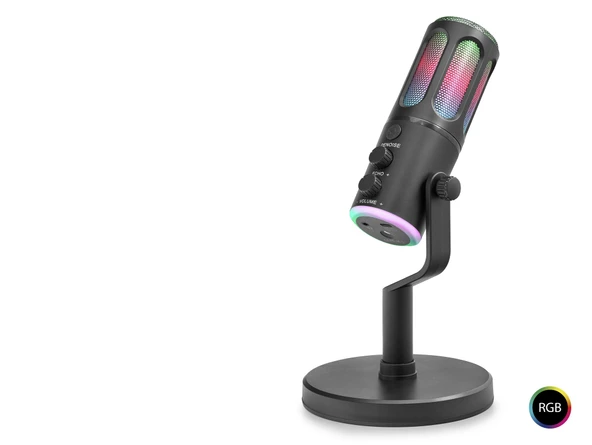 Profesyonel Gaming Rgb Mikrofon Dsp Gürültü Engelleme Reverb Echo Destekli Type-C - Siyah SU8 ürün görseli 1