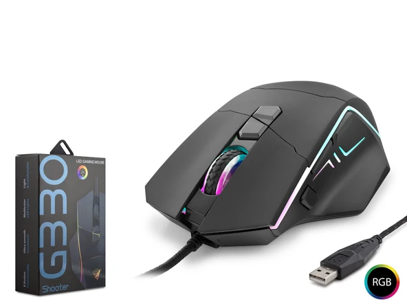 Shooter Gaming Mouse 6400 Dpi Rgb - Si̇yah G330 ürün görseli 1