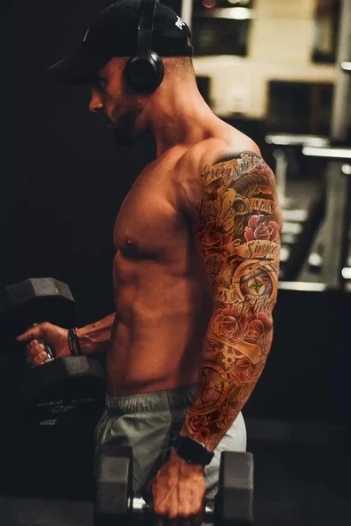 Caş Dekorasyon Geçici Gül Karışık Desen Dövme Tattoo ürün görseli 1