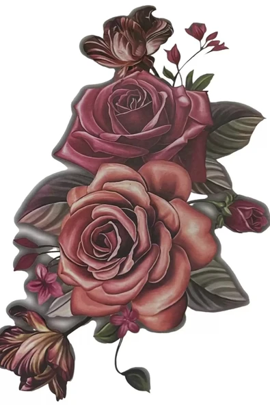 Caş Dekorasyon Gül Figürlü Geçici Dövme Tattoo ürün görseli 1