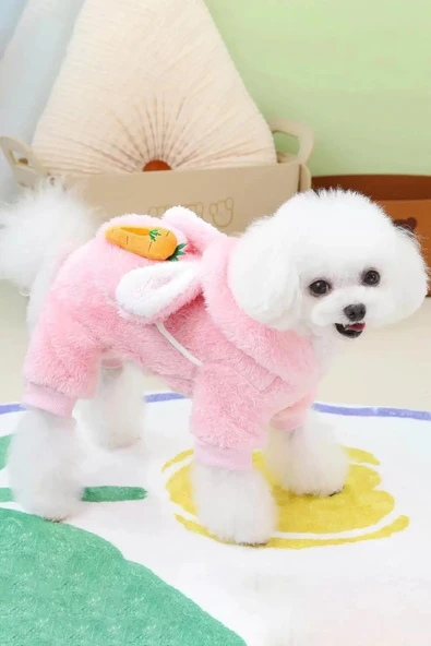 Caş Dekorasyon Pembe Renk Havuç Figürlü Çanta Detaylı Peluş XXL Köpek Tulum ürün görseli 1