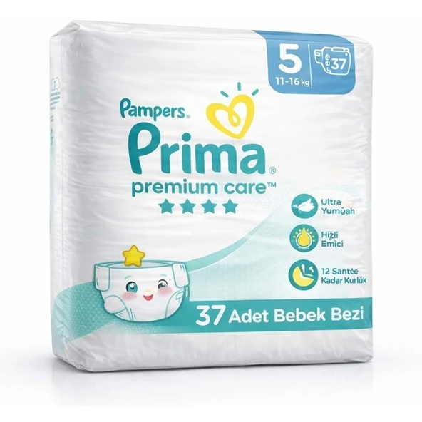 Prima Premium Care Bebek Bezi 5 Beden 11-16 KG Junior 37 Adet Fırsat Pk ürün görseli 1