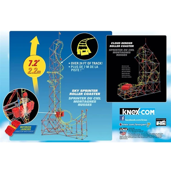 K’Nex Sky Sprinter Roller Coaster Seti (Motorlu) Thrill Rides Kne - Resim 4