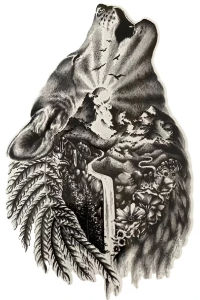 Caş Dekorasyon Kurt Figürlü Geçici Dövme Tattoo ürün görseli 1