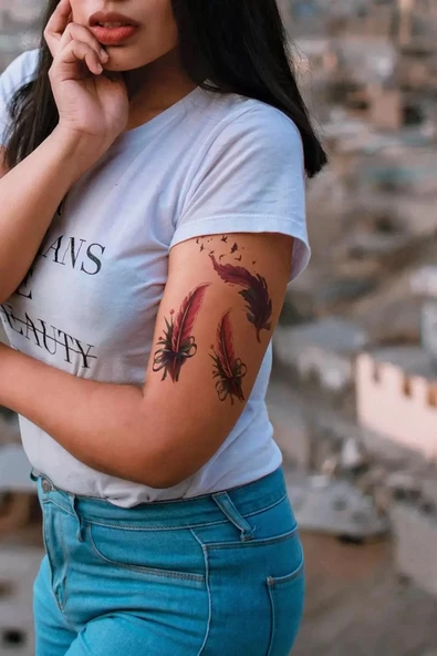 Caş Dekorasyon Tüy Figürlü Geçici Dövme Tattoo ürün görseli 1