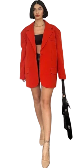 Oversize Ceket - KIRMIZI - Resim 2