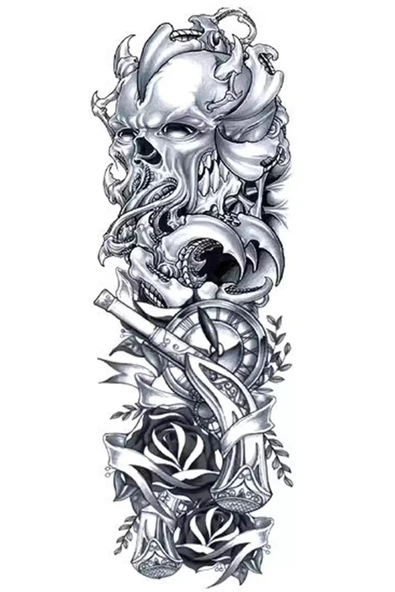 Caş Dekorasyon Geçici Kuru Kafa Figürlü Dövme Tattoo ürün görseli 1