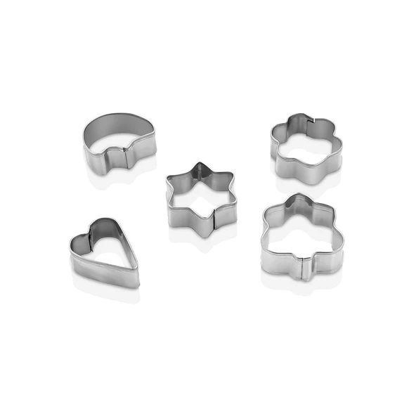 5 PCS METAL KURABİYE KALIP KALP - YILDIZ - PAPATYA - AĞAÇ (2818) ürün görseli 1