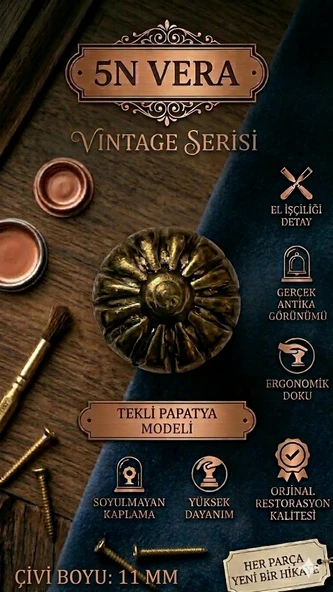 Vintage Eskitme Papatya Kabara Raptiye  Hobi, Kendin Yap ve Ahşap Dekor Çivisi (175 Adet) ürün görseli 1